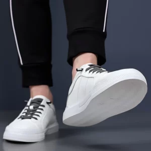 New Designer Leather Sneakers for Men Spring Autumn Fashion Casual Shoes Male Solid Color Lace Soft Sole Korean Board Shoes Man - Image 5