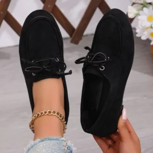 2026 Classic Genuine Cow Suede Pumps Women Lace Up Flat Heel Boat Shoes Female Retro Comfort Daily Autumn Walk Flats - Image 6