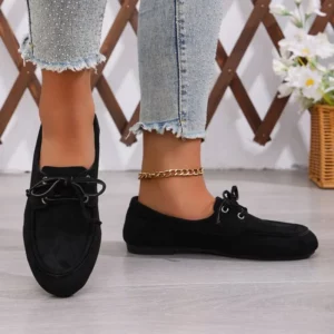 2026 Classic Genuine Cow Suede Pumps Women Lace Up Flat Heel Boat Shoes Female Retro Comfort Daily Autumn Walk Flats - Image 5