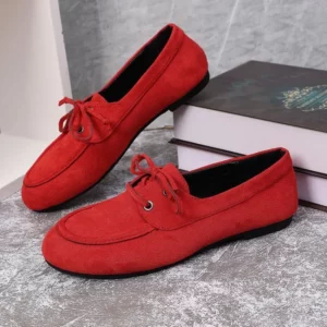 2026 Classic Genuine Cow Suede Pumps Women Lace Up Flat Heel Boat Shoes Female Retro Comfort Daily Autumn Walk Flats - Image 4