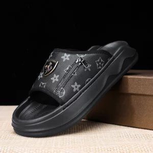 2026 new fashion brand slippers summer thick soled sandals outdoor men's flip flip flip slippers single row men's beach slippers - Image 4