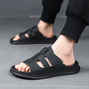 Men's slip-on slippers summer new soft sole lightweight breathable outdoor casual sports anti-slip fashion city walking slippers - Image 4