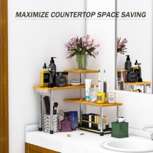 Kitchen Countertop Organizer Spice Rack for Salt, Bathroom Counter Organizer Over Sink for Makeup, Skincare, Adjustable 3-Tier Corner Counter Shelf with 4 Hooks for Coffee Bar Dresser Table - Image 6