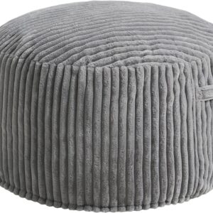 3ft Bean Bag Chairs for Adults Large Beanbag Chair with Stripe Plush Cover Big Bean Bag Chair for Living Room Bedroom Dorm Office - Grey (36” x 36” x 22”) - Image 8