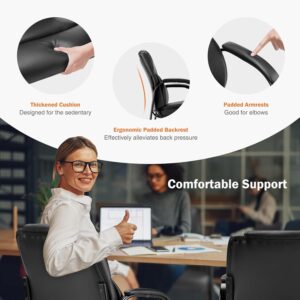 Sweetcrispy Waiting Room Guest Chair Set of 2, Stationary Office Reception Chairs No Wheel, Comfy Padded Arms and Seld Base, for Conference Room Lobby Home Computer Desk Bedroom Elderly, - Image 3