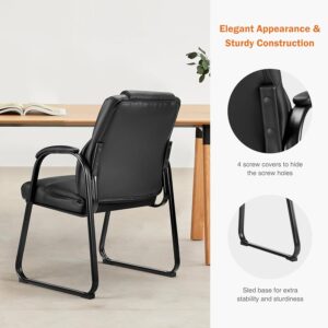 Sweetcrispy Waiting Room Guest Chair Set of 2, Stationary Office Reception Chairs No Wheel, Comfy Padded Arms and Seld Base, for Conference Room Lobby Home Computer Desk Bedroom Elderly, - Image 5