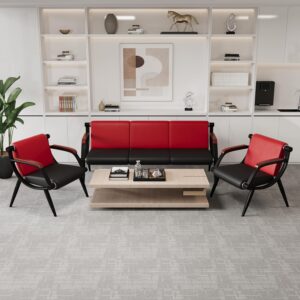 wonline Waiting Room Bench, Office Furniture Reception Chairs with Arms, Leather Chairs is Suitable for Clinic,Airport,Hospital,Barber,Salon,Bank-(Red&Black,3 Seat) - Image 8