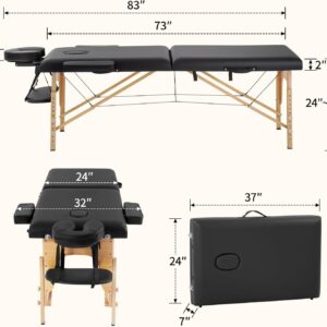 BestMassage Massage Bed Portable Massage Table 24 inch Wide Lash Bed Height Adjustable 2 Folding Spa Table with Non-Woven Bag for Spa Footmassage Facial CareSpa Tattoo - Image 3