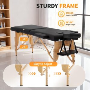 BestMassage Massage Bed Portable Massage Table 24 inch Wide Lash Bed Height Adjustable 2 Folding Spa Table with Non-Woven Bag for Spa Footmassage Facial CareSpa Tattoo - Image 7