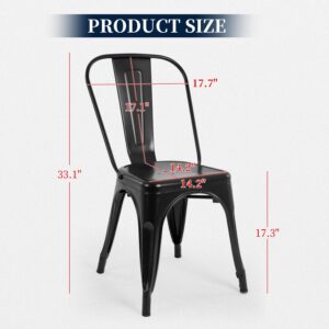 FDW | Metal Dining Chairs | Set of 4 | Black | Stackable Tolix Side Chairs with Backrest | Scratch-Resistant | Non-Slip Feet | Indoor/Outdoor Use | 330 lbs Capacity | for Kitchen & Restaurant - Image 3
