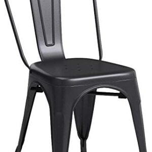 FDW | Metal Dining Chairs | Set of 4 | Black | Stackable Tolix Side Chairs with Backrest | Scratch-Resistant | Non-Slip Feet | Indoor/Outdoor Use | 330 lbs Capacity | for Kitchen & Restaurant - Image 5