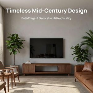 Fluted TV Stands for Living Room, 58" Mid Century Modern Entertainment Center with Storage, Brown Walnut TV Console for 55/60/65 Inch TV, Wood Television Media Cabinet for Bedroom - Image 9