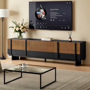 Modern Solid Wood TV Stand with Storage Eco-Friendly & Easy Clean Living Room Furniture for Small Apartments - Image 3