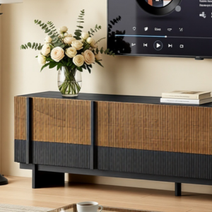 Modern Solid Wood TV Stand with Storage Eco-Friendly & Easy Clean Living Room Furniture for Small Apartments - Image 5