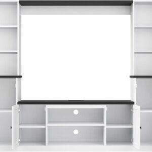 74'' Wall Unit Entertainment Center, Farmhouse TV Stand with Bookshelves, Storage Organizer, Fits TVs Up to 50'', Large Media Console with LED Light Strip and Power Outlets for Living Room - Image 9