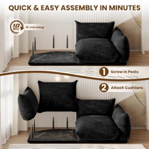 Modern Modular Sectional Sofa Couch, 130.7" U-Shape Sectional Sofa with 2-Ottomans for Living Room Apartment Office, Black - Image 3