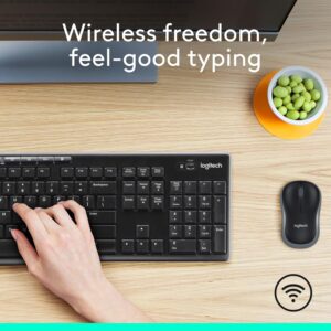 Logitech MK270 Wireless Keyboard and Mouse Combo for Windows, 2.4 GHz Wireless, Compact Mouse, 8 Multimedia and Shortcut Keys, 2-Year Battery Life, for PC, Laptop - Black - Image 2