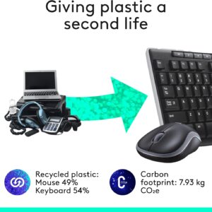 Logitech MK270 Wireless Keyboard and Mouse Combo for Windows, 2.4 GHz Wireless, Compact Mouse, 8 Multimedia and Shortcut Keys, 2-Year Battery Life, for PC, Laptop - Black - Image 4