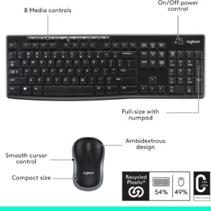 Logitech MK270 Wireless Keyboard and Mouse Combo for Windows, 2.4 GHz Wireless, Compact Mouse, 8 Multimedia and Shortcut Keys, 2-Year Battery Life, for PC, Laptop - Black - Image 6