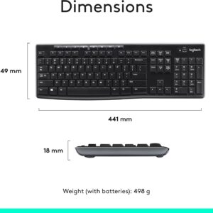 Logitech MK270 Wireless Keyboard and Mouse Combo for Windows, 2.4 GHz Wireless, Compact Mouse, 8 Multimedia and Shortcut Keys, 2-Year Battery Life, for PC, Laptop - Black - Image 8