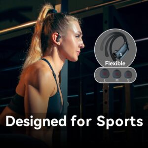 Ear Buds Wireless Earbuds Bluetooth Headphones with 80H Playtime LED Display Case, Over-Ear Hook with Mic, Stereo Sound, Easy Button Controls, Sports Earphones for Running Workout Gym Black - Image 6