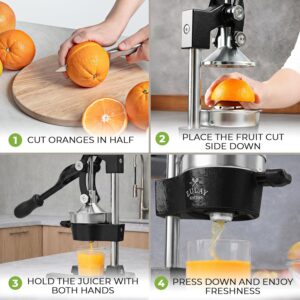 Zulay Kitchen Cast Iron Juicer - Easy-to-Clean Heavy-Duty Manual Juicer, Professional Citrus Juicer - Stainless Steel Lemon Squeezer - Manual Citrus Press & Orange Squeezer - Orange Juicer (Black) - Image 4