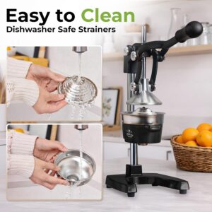 Zulay Kitchen Cast Iron Juicer - Easy-to-Clean Heavy-Duty Manual Juicer, Professional Citrus Juicer - Stainless Steel Lemon Squeezer - Manual Citrus Press & Orange Squeezer - Orange Juicer (Black) - Image 5