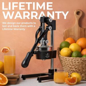 Zulay Kitchen Cast Iron Juicer - Easy-to-Clean Heavy-Duty Manual Juicer, Professional Citrus Juicer - Stainless Steel Lemon Squeezer - Manual Citrus Press & Orange Squeezer - Orange Juicer (Black) - Image 6