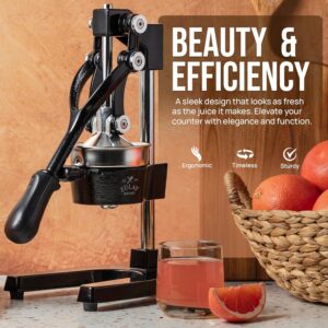 Zulay Kitchen Cast Iron Juicer - Easy-to-Clean Heavy-Duty Manual Juicer, Professional Citrus Juicer - Stainless Steel Lemon Squeezer - Manual Citrus Press & Orange Squeezer - Orange Juicer (Black) - Image 8