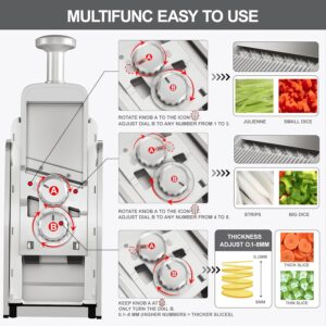 SUPMAKIN Safe Mandoline Slicer, Adjustable Vegetable Food Slicer and Chopper, Potato Fries Fry Cutter, Veggie Salad Chopper, New Kitchen Chopping Artifact Gifts 2026 (SliverGray) - Image 5