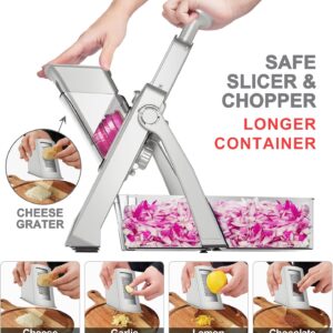 SUPMAKIN Safe Mandoline Slicer, Adjustable Vegetable Food Slicer and Chopper, Potato Fries Fry Cutter, Veggie Salad Chopper, New Kitchen Chopping Artifact Gifts 2026 (SliverGray) - Image 7