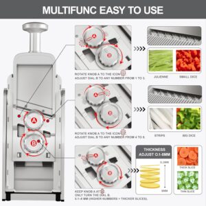 SUPMAKIN Safe Mandoline Slicer, Adjustable Vegetable Food Slicer and Chopper, Potato Fries Fry Cutter, Veggie Salad Chopper, New Kitchen Chopping Artifact Gifts 2026 (SliverGray) - Image 8