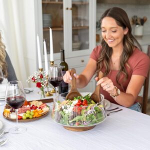 Large Glass Salad Bowl with Lid Set, 5.7 L Decorative Glass Mixing Bowl, Trifle and Serving Bowls with Lids as Cheese Charcuterie Board and Plate, Comes with Wood Serving Utensils - Image 7