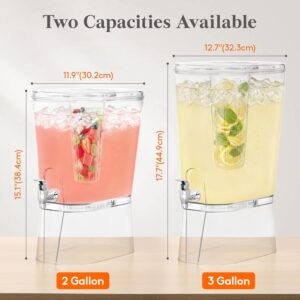 Lifewit 2 Gallon Drink Dispenser for Parties 2 Pcs, Large Plastic Beverage Container for Juice/Tea/Soda with Stand & Ice Core, Clear Lemonade Dispenser with Spigot, BPA Free Water Pitcher for Hosting - Image 3