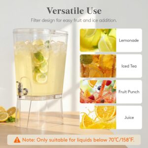 Lifewit 2 Gallon Drink Dispenser for Parties 2 Pcs, Large Plastic Beverage Container for Juice/Tea/Soda with Stand & Ice Core, Clear Lemonade Dispenser with Spigot, BPA Free Water Pitcher for Hosting - Image 6