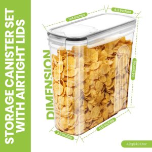 Utopia Kitchen Cereal Containers Storage Set – 4 Pack 4L(135.2 oz) Airtight Food Storage Containers with Lids, BPA-Free Cereal Dispensers for Pantry Organization and Storage (Clear) - Image 3