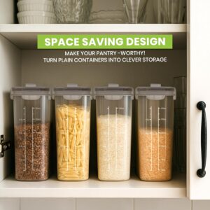 Utopia Kitchen Cereal Containers Storage Set – 4 Pack 4L(135.2 oz) Airtight Food Storage Containers with Lids, BPA-Free Cereal Dispensers for Pantry Organization and Storage (Clear) - Image 8