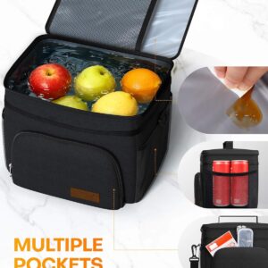 HOTOR Insulated Lunch Box for Men & Women - Leak-Proof Cooler Lunch Bag with 4 Pockets, Adjustable Strap, Ideal for Work, Picnic, Travel - Medium, Black, 10.2"×6.9"×8.5" - Image 6