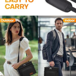 HOTOR Insulated Lunch Box for Men & Women - Leak-Proof Cooler Lunch Bag with 4 Pockets, Adjustable Strap, Ideal for Work, Picnic, Travel - Medium, Black, 10.2"×6.9"×8.5" - Image 7