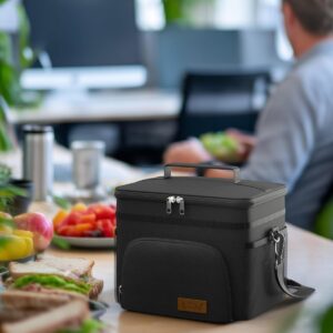 HOTOR Insulated Lunch Box for Men & Women - Leak-Proof Cooler Lunch Bag with 4 Pockets, Adjustable Strap, Ideal for Work, Picnic, Travel - Medium, Black, 10.2"×6.9"×8.5" - Image 8