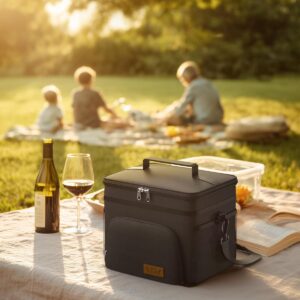 HOTOR Insulated Lunch Box for Men & Women - Leak-Proof Cooler Lunch Bag with 4 Pockets, Adjustable Strap, Ideal for Work, Picnic, Travel - Medium, Black, 10.2"×6.9"×8.5" - Image 9