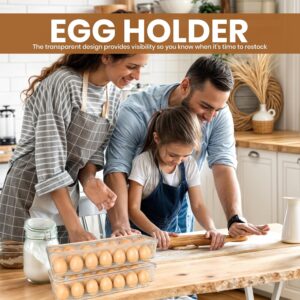 Utopia Home Egg Container With Lid and Handle for Refrigerator Organization- Pack of 2 - Clear Stackable Egg Holder for Kitchen or Pantry Organizers and Storage - Image 2