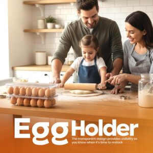 Utopia Home Egg Container With Lid and Handle for Refrigerator Organization- Pack of 2 - Clear Stackable Egg Holder for Kitchen or Pantry Organizers and Storage - Image 4