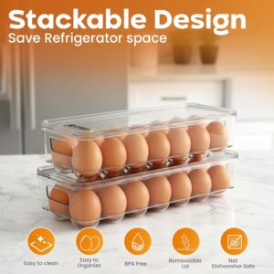 Utopia Home Egg Container With Lid and Handle for Refrigerator Organization- Pack of 2 - Clear Stackable Egg Holder for Kitchen or Pantry Organizers and Storage - Image 5
