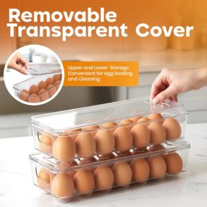 Utopia Home Egg Container With Lid and Handle for Refrigerator Organization- Pack of 2 - Clear Stackable Egg Holder for Kitchen or Pantry Organizers and Storage - Image 8