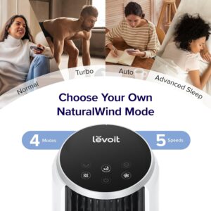 LEVOIT Tower Fan for Bedroom, 90° Oscillating Standing Fan with 28dB Quiet for Sleep, 25ft/s Velocity, 12H Timer, 5 Speeds 4 Modes, Remoter, Bladeless Room Fan for Home, Office, Indoor, 36 inch, White - Image 4