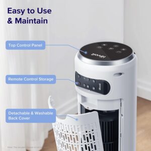 LEVOIT Tower Fan for Bedroom, 90° Oscillating Standing Fan with 28dB Quiet for Sleep, 25ft/s Velocity, 12H Timer, 5 Speeds 4 Modes, Remoter, Bladeless Room Fan for Home, Office, Indoor, 36 inch, White - Image 7