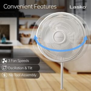 Lasko 2520 Oscillating Stand Fan,White 16 Inch - Image 3