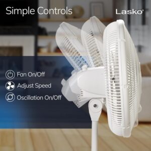 Lasko 2520 Oscillating Stand Fan,White 16 Inch - Image 4