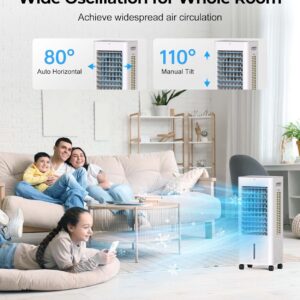 Evaporative Air Cooler with Remote & Timer, 2200+ CFM Portable Fan That Blows Cold Air for Large Room, Home Office, Bedroom - 2.1Gal High-Capacity Tank, 3 Modes, Whisper Quiet 30dB & Sleep Mode - Image 3